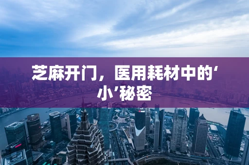 芝麻开门，医用耗材中的‘小’秘密