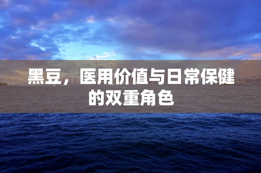 黑豆，医用价值与日常保健的双重角色