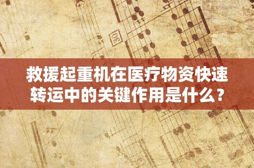 救援起重机在医疗物资快速转运中的关键作用是什么？