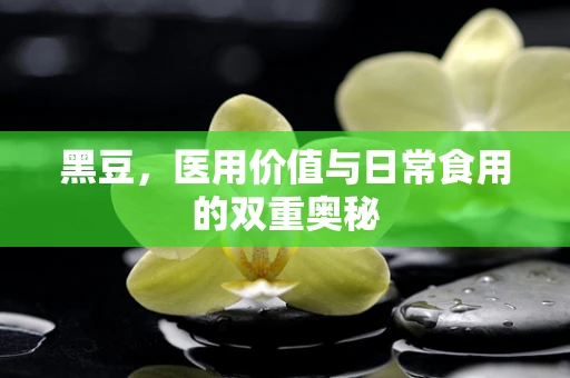 黑豆，医用价值与日常食用的双重奥秘